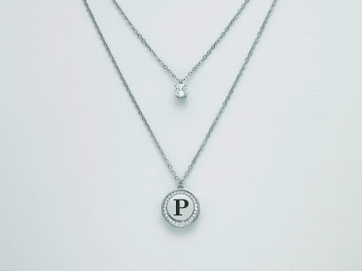 Collana donna Kiara con lettera P collier in acciaio con punto luce KCLD3905B-P