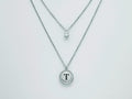 Damenhalskette Kiara mit Buchstabe T Collier aus Edelstahl und Zirkonia KCLD3905B-T