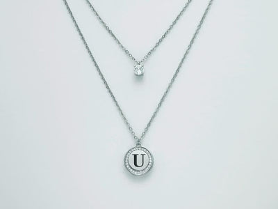 Collana donna Kiara con lettera U collier in acciaio e punto luce KCLD3905B-U