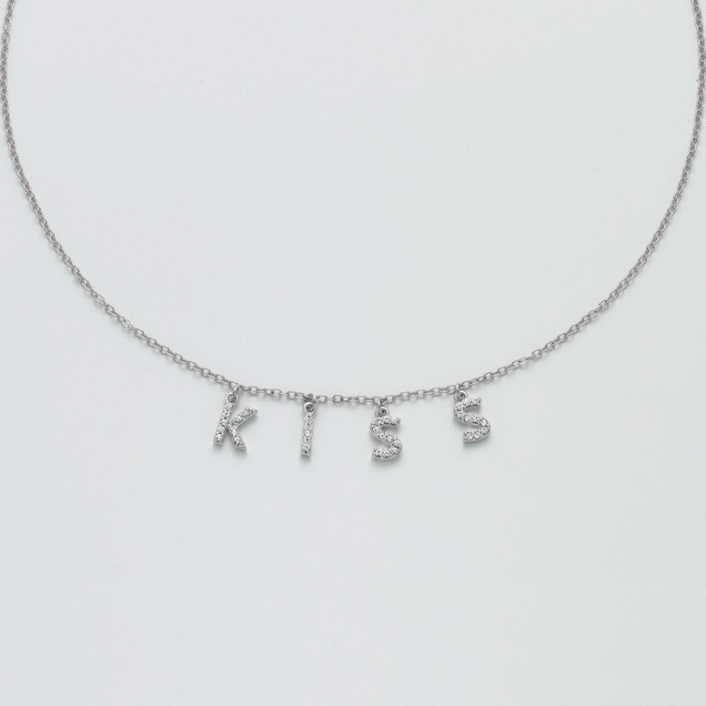 Collana donna Kiara in ottone charms scritta kiss KCLD3883B