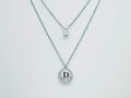 Collana donna Kiara lettera D collier in acciaio e zirconi con punto luce KCLD3905B-D