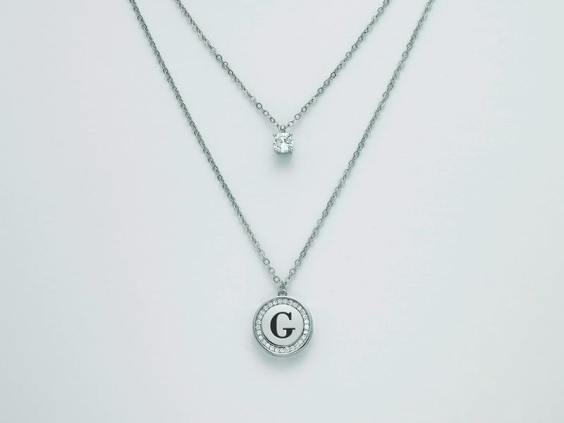 Collana donna Kiara lettera g collier in acciaio con punto luce KCLD3905B-G
