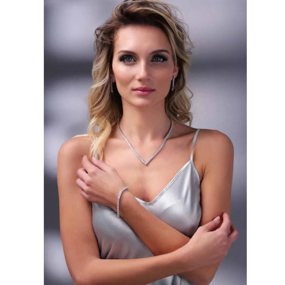 Damen-Halskette Ottaviani Blätter weiße Zirkonia