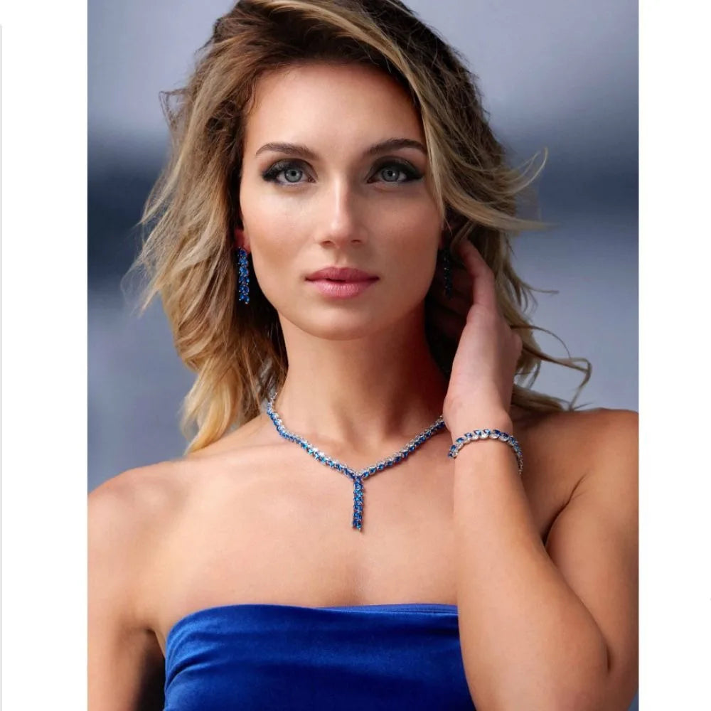 Collana donna Ottaviani foglie zirconi bianchi e blu