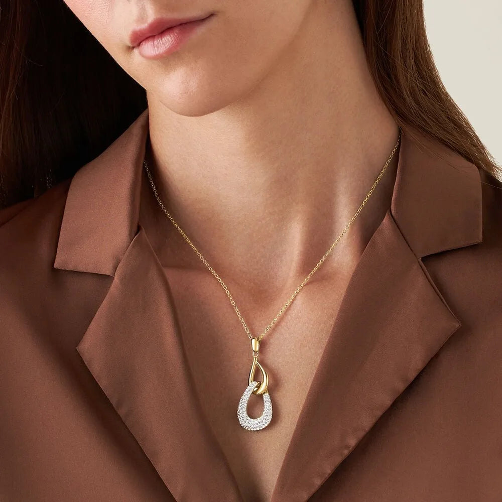 Collana donna Stroili con pendente in acciaio dorato e zirconi