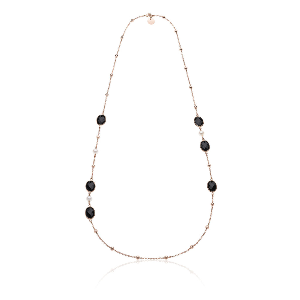 Collana donna Unoaerre chanel perle e pietre nere 2268