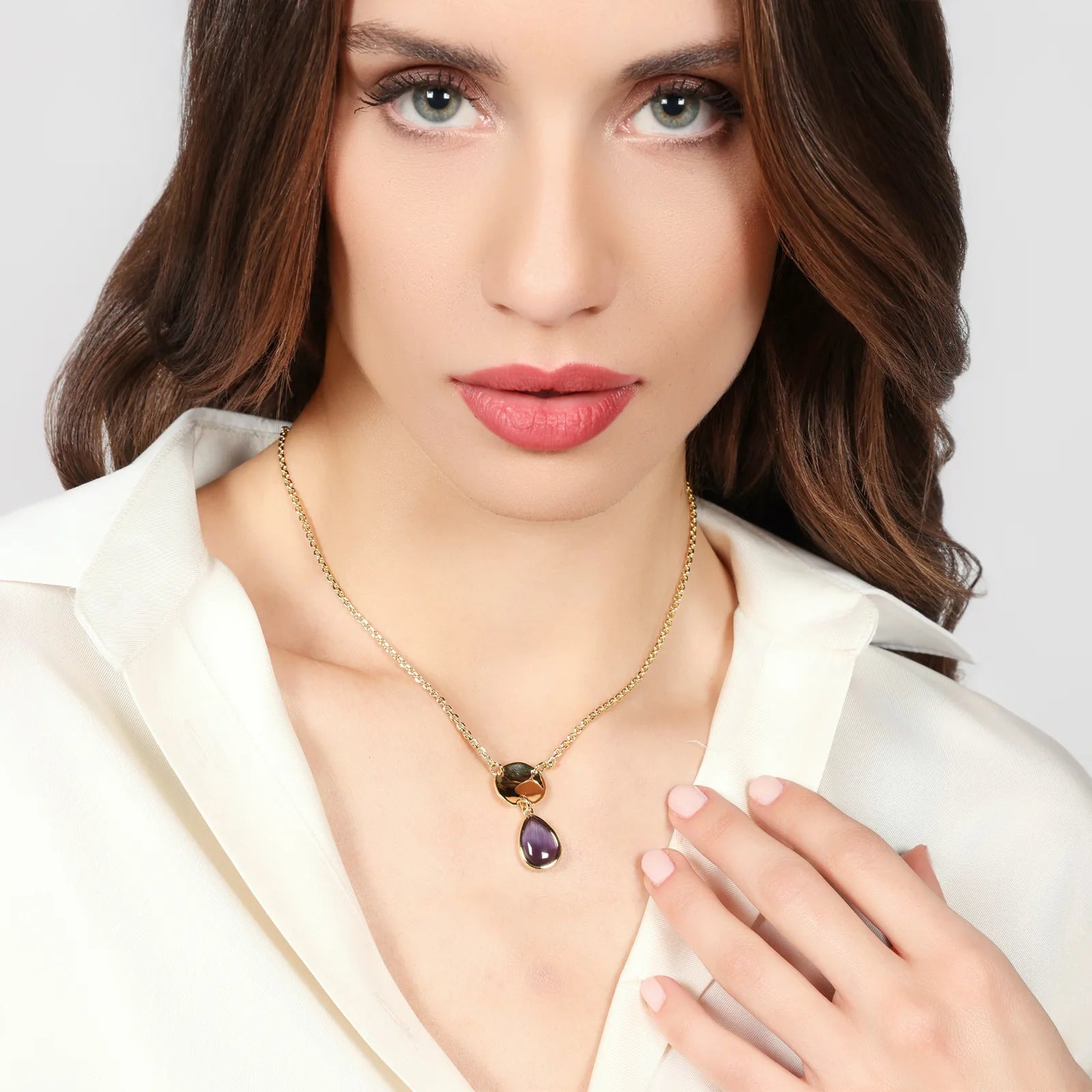 Collana donna Unoaerre con goccia viola 2861