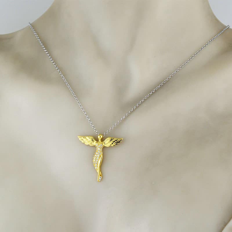 Collana donna angelo  In Argento Oro Swarovski OSA6438G