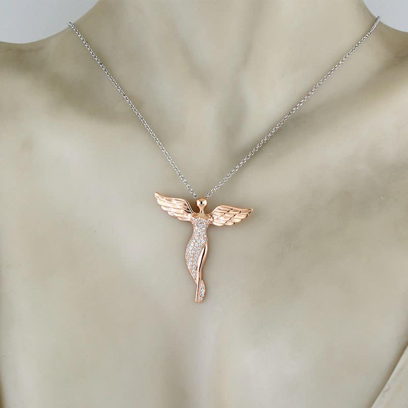 Collana donna angelo In argento rosa swarovski OSA6438R