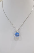 Collana donna con campana della fortuna capri blu in argento 925 e zirconi