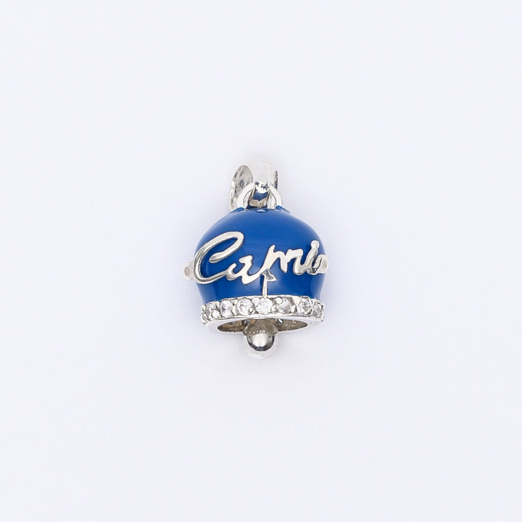 Collana donna con campana della fortuna capri blu in argento 925 e zirconi