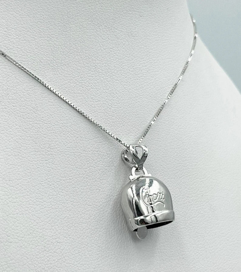 Collana donna con ciondolo campanella capri grande in argento