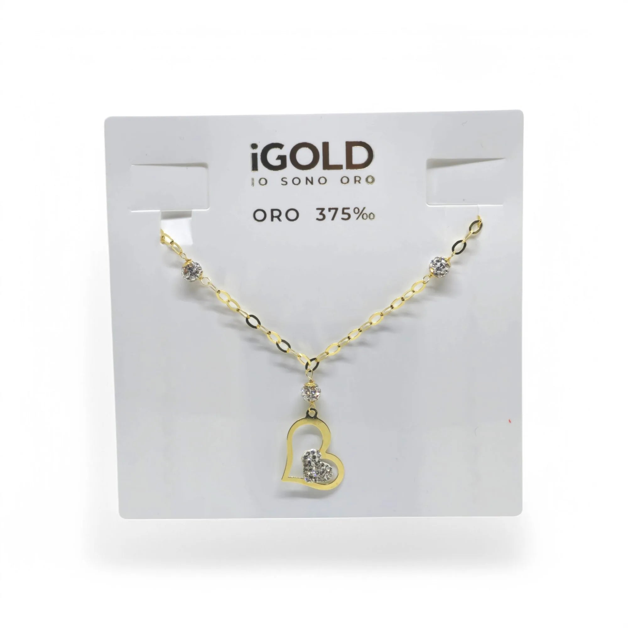 Collana donna con ciondolo cuore in oro giallo 9kt