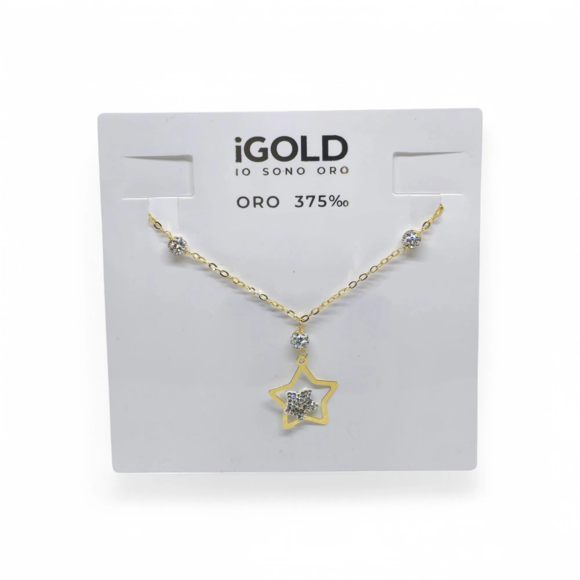 Collana donna con ciondolo stella in oro giallo 9kt