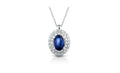 Collana donna con ciondolo zaffiro blu in oro bianco e diamanti PG gioielli ciomamboo/1z