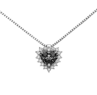 Damenhalskette mit Herz aus Weißgold und schwarzen Diamanten Donnaoro luce dhpf9129.004