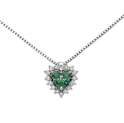 Damenhalskette mit Herz aus Weißgold, Smaragd und Diamanten dhpe9130.004