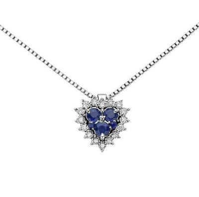 Damenhalskette mit Herz aus Weißgold, Saphir und Diamanten Donnaoro Luce dhpz9130.004