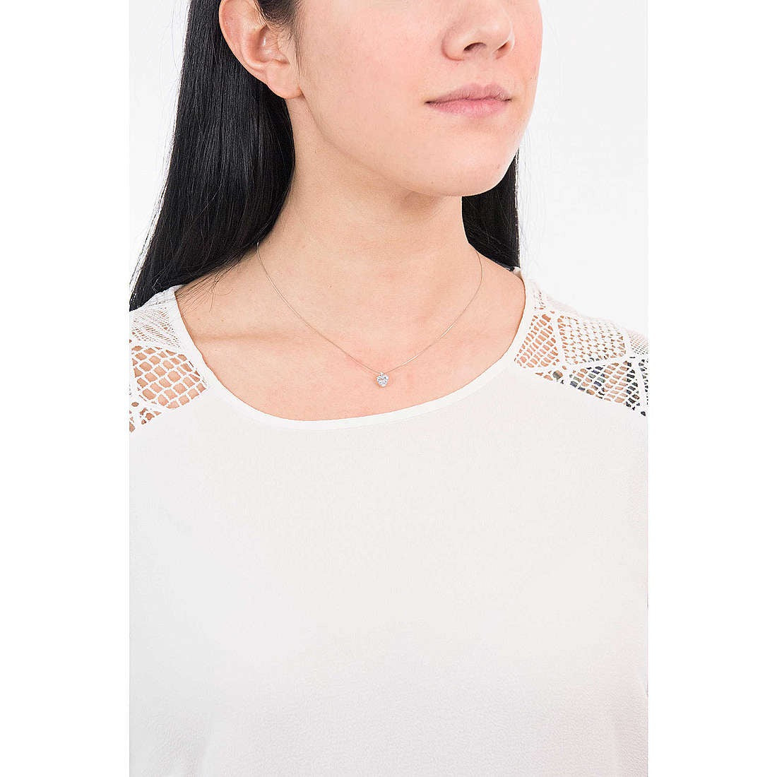 Collana donna con cuore in oro e diamante gioielli Comete Fantasia Di Acquamarina glq 272