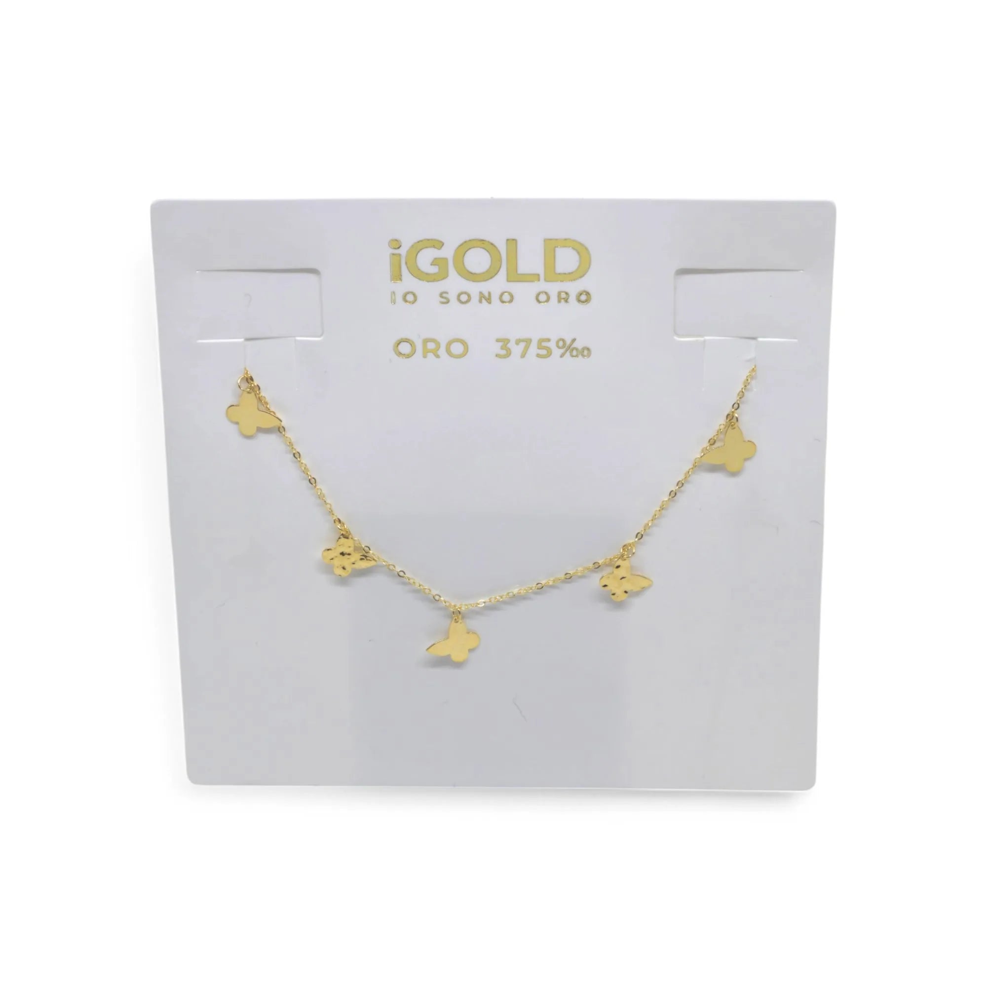 Collana donna con farfalle in oro giallo 9 carati
