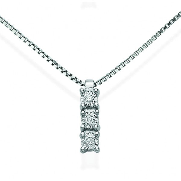 Collana donna con pendente trilogy in oro bianco e diamanti Donnaoro luce dhpt7893.004
