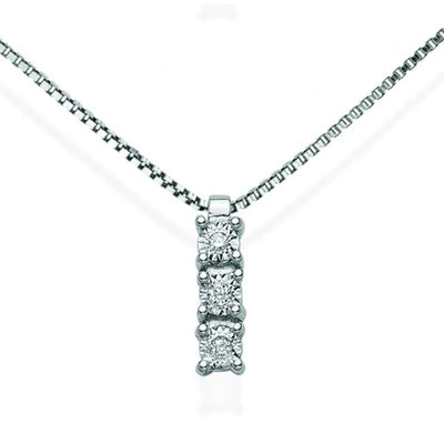 Damenhalskette mit Trilogy-Anhänger aus Weißgold und Diamanten Donnaoro Luce dhpt7893.004