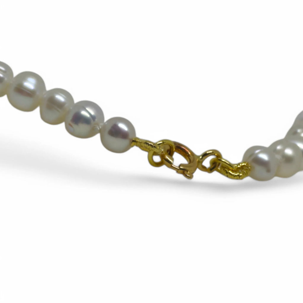 Collana donna con perle naturali bianche terra e mare oro 750