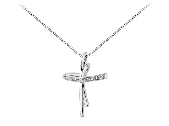 Collana donna croce in oro bianco e diamanti Donnaoro luce dhpf7369.001