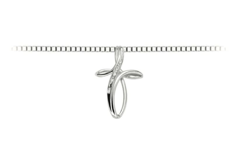Collana donna croce in oro bianco e diamanti Donnaoro luce dhpf7370.001