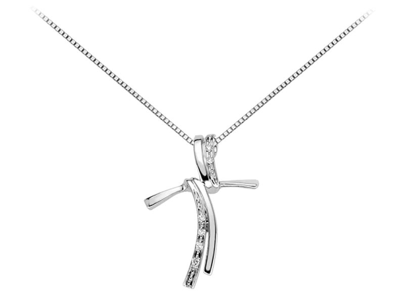 Collana donna croce in oro bianco e diamanti Donnaoro luce dhpf7372.002