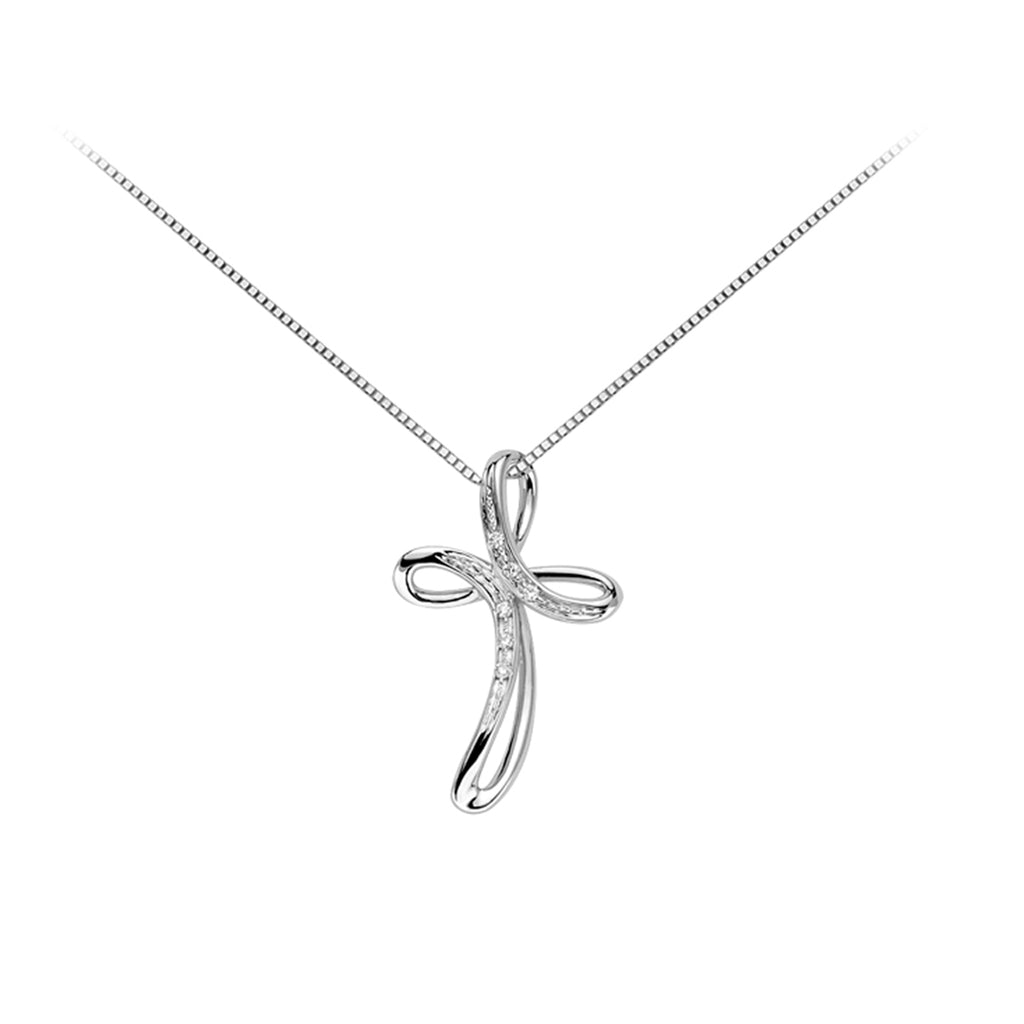 Collana donna croce in oro bianco e diamanti donnaoro luce dhpf7368.002