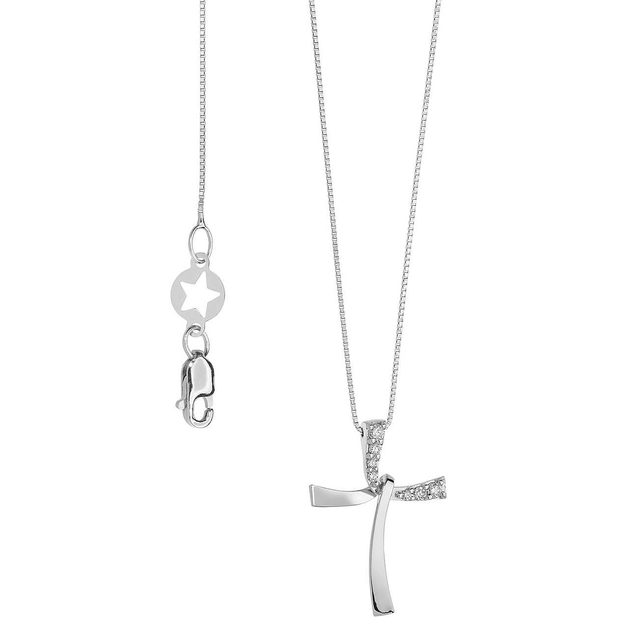 Collana donna croce in oro bianco e diamanti gioielli Comete Croci glb 1563