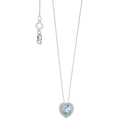 Collana donna cuore acquamarina in oro bianco e diamanti gioielli Comete Azzurra glq 289