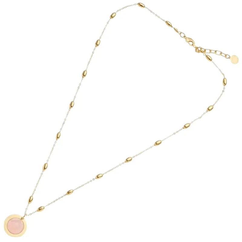 Collana donna dorata Ottaviani con quarzo rosa