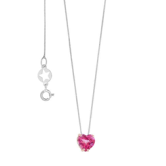 Collana donna gioielli Comete Fantasia in oro rosa e cuore con Topazio glb 1548
