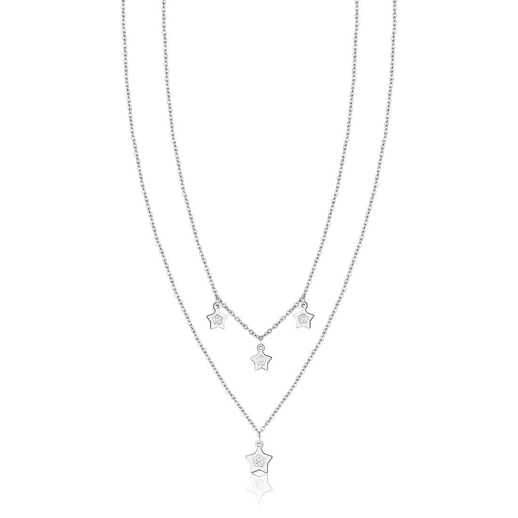 Collana donna gioielli Luca Barra stelle ck1546 con doppio filo e pendenti