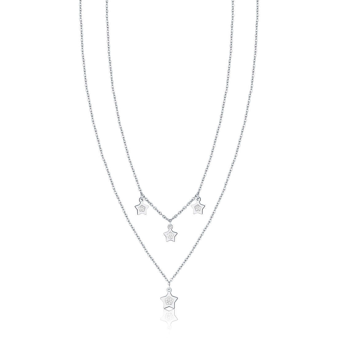 Collana donna gioielli Luca Barra stelle ck1546 con doppio filo e pendenti