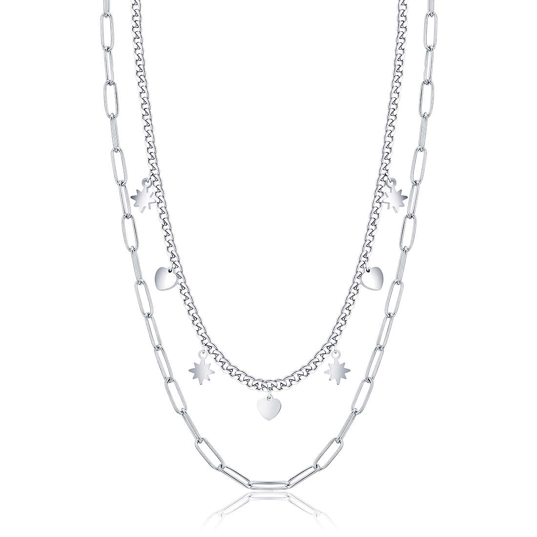 Collana donna gioielli Luca Barra stelle e cuori ck1597