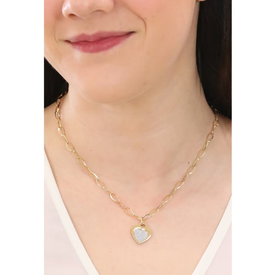 Collana donna gioielli Ops Objects OPSCL-776 con pendente cuore glitter dorato
