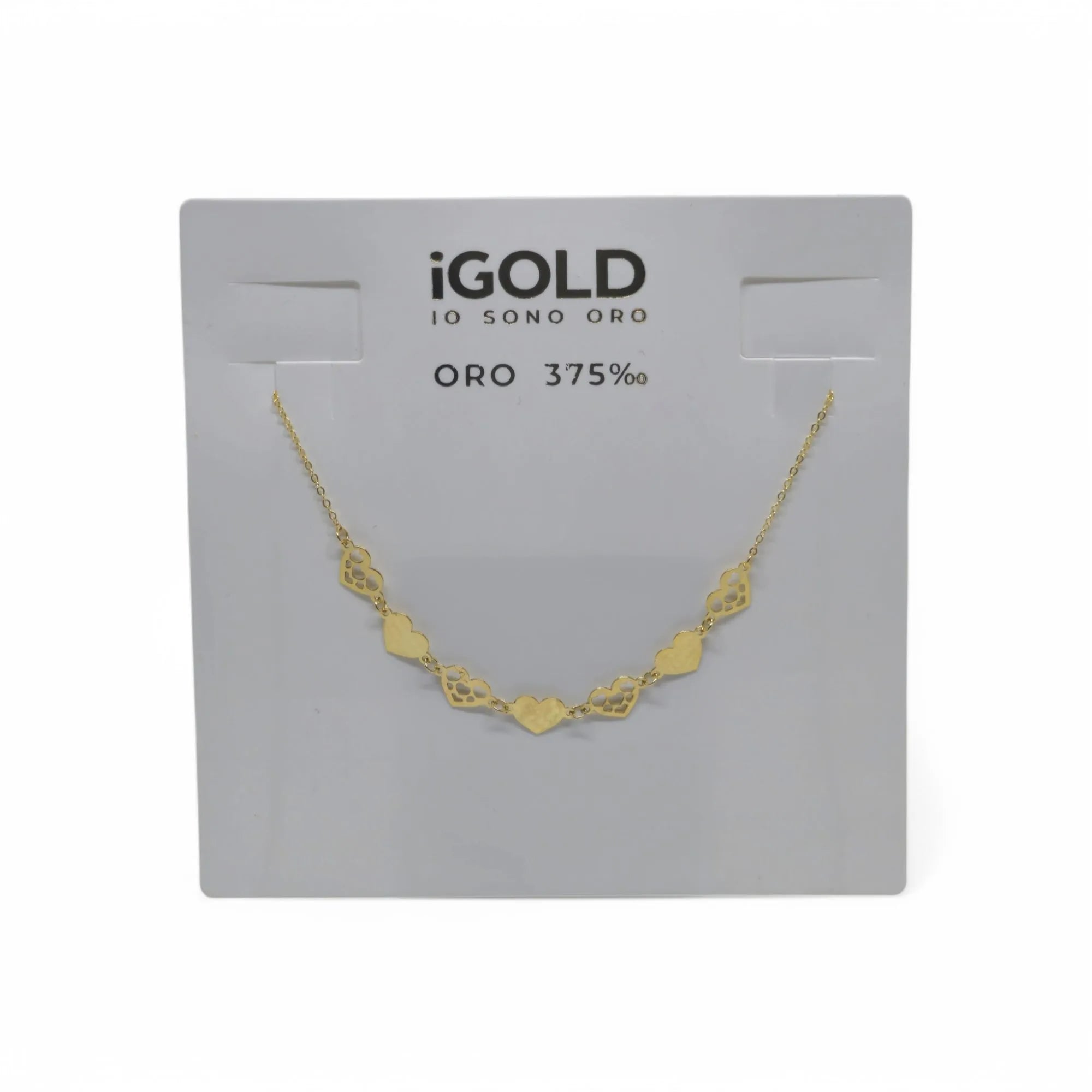 Collana donna girocollo con cuore in oro giallo 9 carati