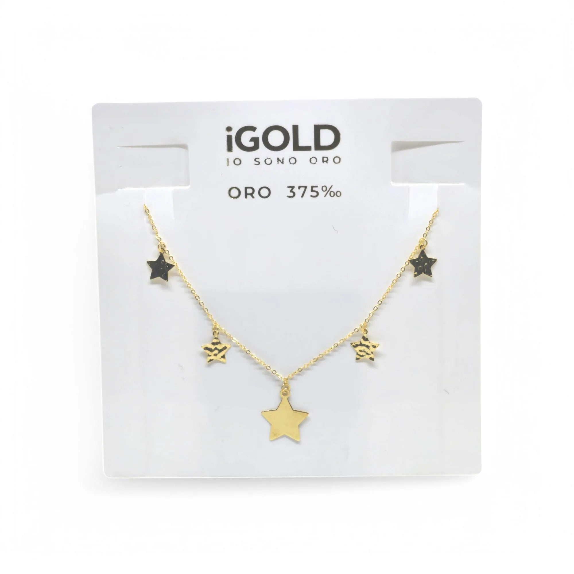 Collana donna girocollo con stelle in oro giallo 9 carati