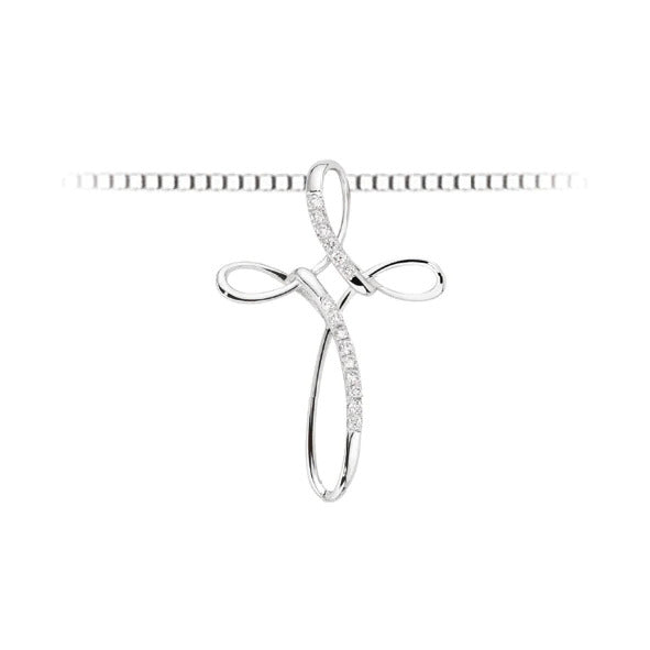 Collana donna girocollo croce in oro bianco e diamanti LPF10126.005