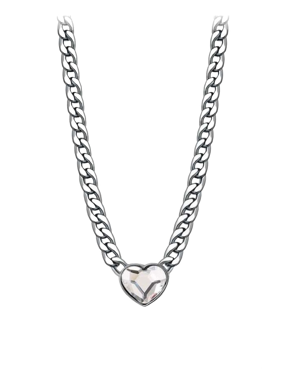 Collana donna in Acciaio con Cuore con cristallo bianco S’agapo SYL07