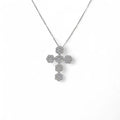 Collana donna in oro 18kt con croce a fiore di diamanti