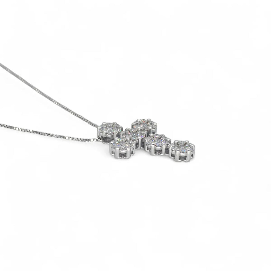 Collana donna in oro 18kt con croce di diamanti