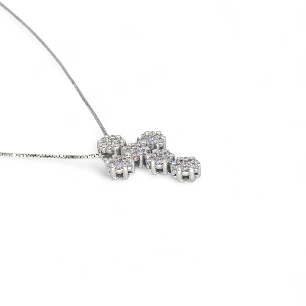 Collana donna in oro 18kt con croce di diamanti bianchi