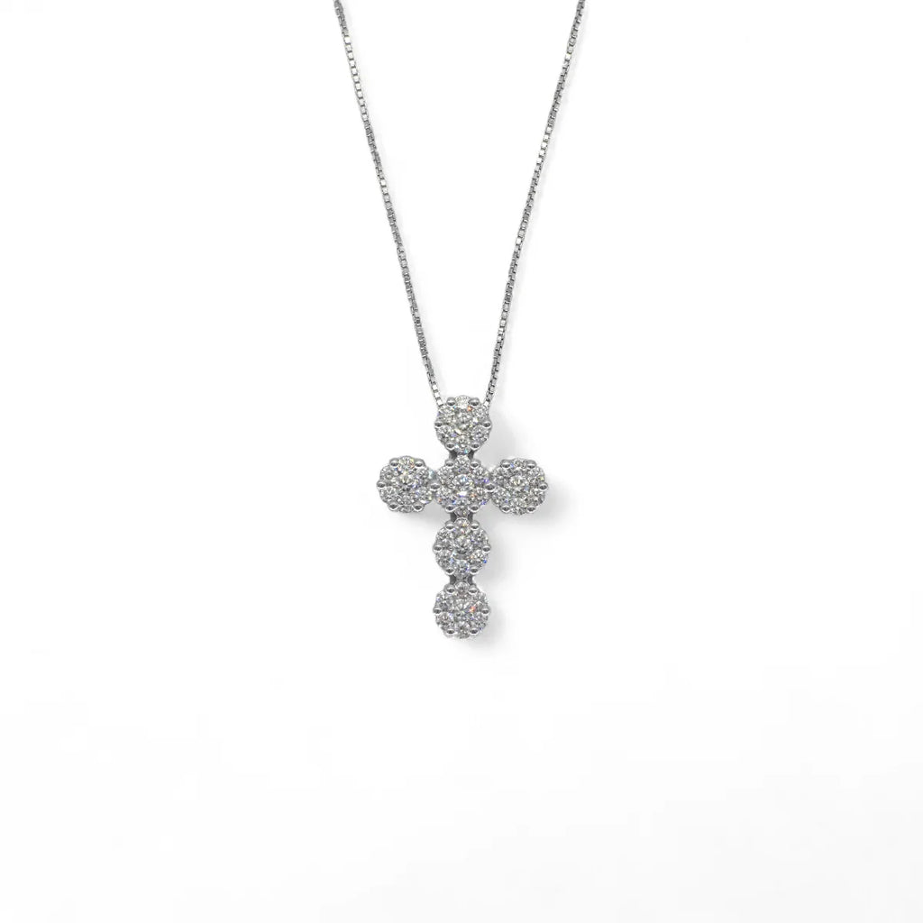 Collana donna in oro 18kt con croce di diamanti