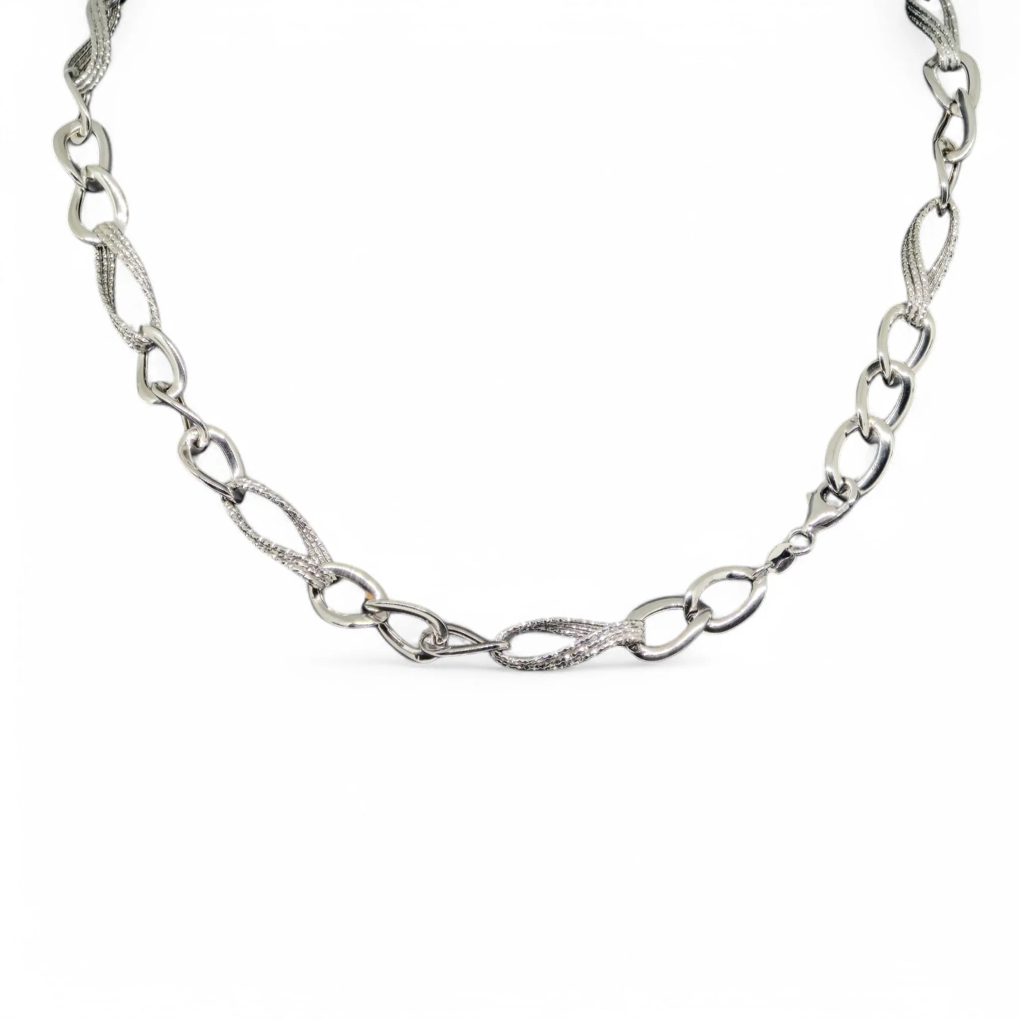Collana donna in oro BIANCO 18kt modello a catena elegante e luminosa