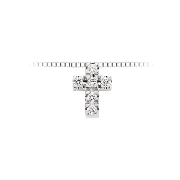 Collana donna in oro bianco con croce in diamanti DonnaOro lpf10116.003