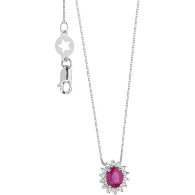 Collana donna in oro bianco con diamanti e rubino gioiello Comete Contessa glb 1568